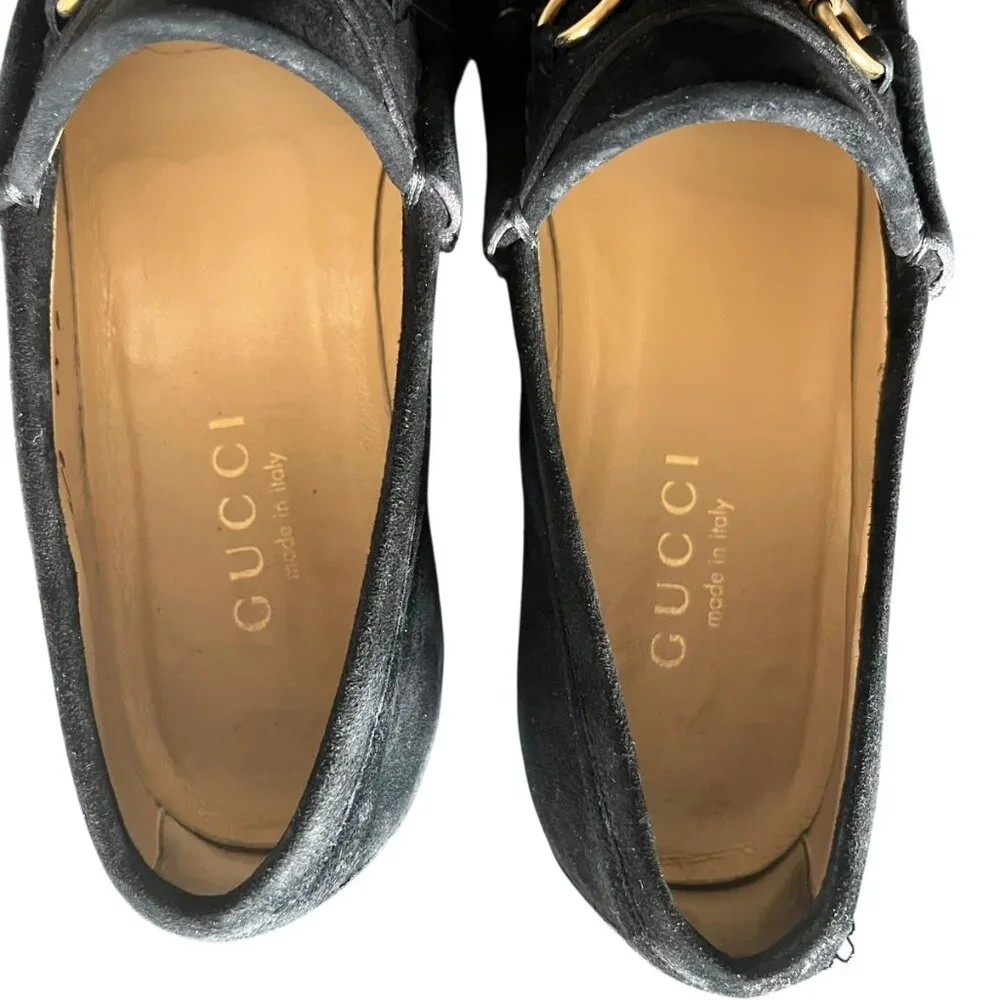 Vintage Gucci Black Suede Horsebit Loafers - Size 6.5 - Picture 15 of 16